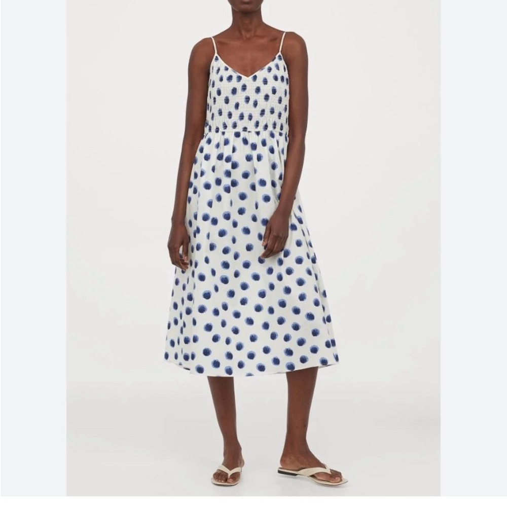 White and Blue Polka Dot Dress